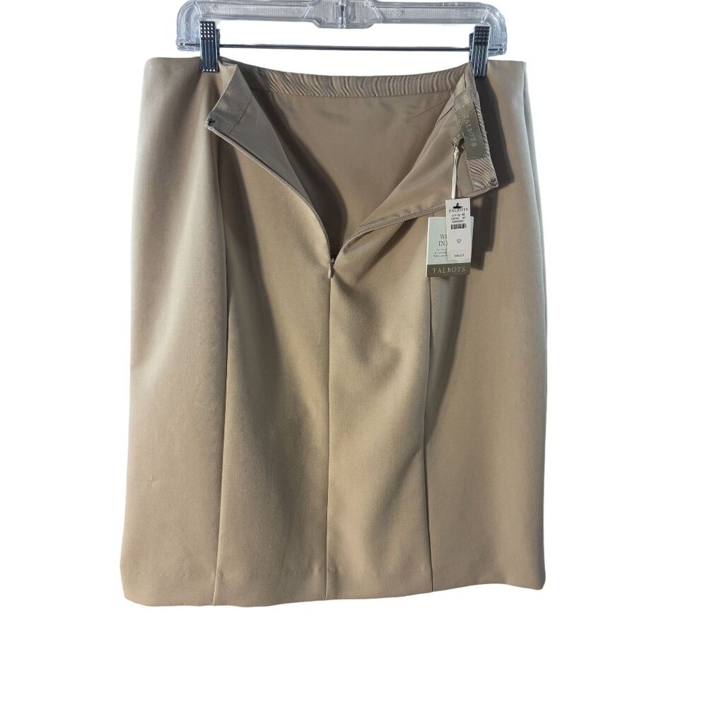 Talbots Beige Button-Front Skirt Size 12 Woven In Italy Tailored Knee-Length - Picture 11 of 11